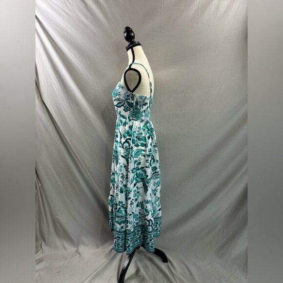Boho Floral Cami Shirred Dress Turquoise - Picture 7 of 8